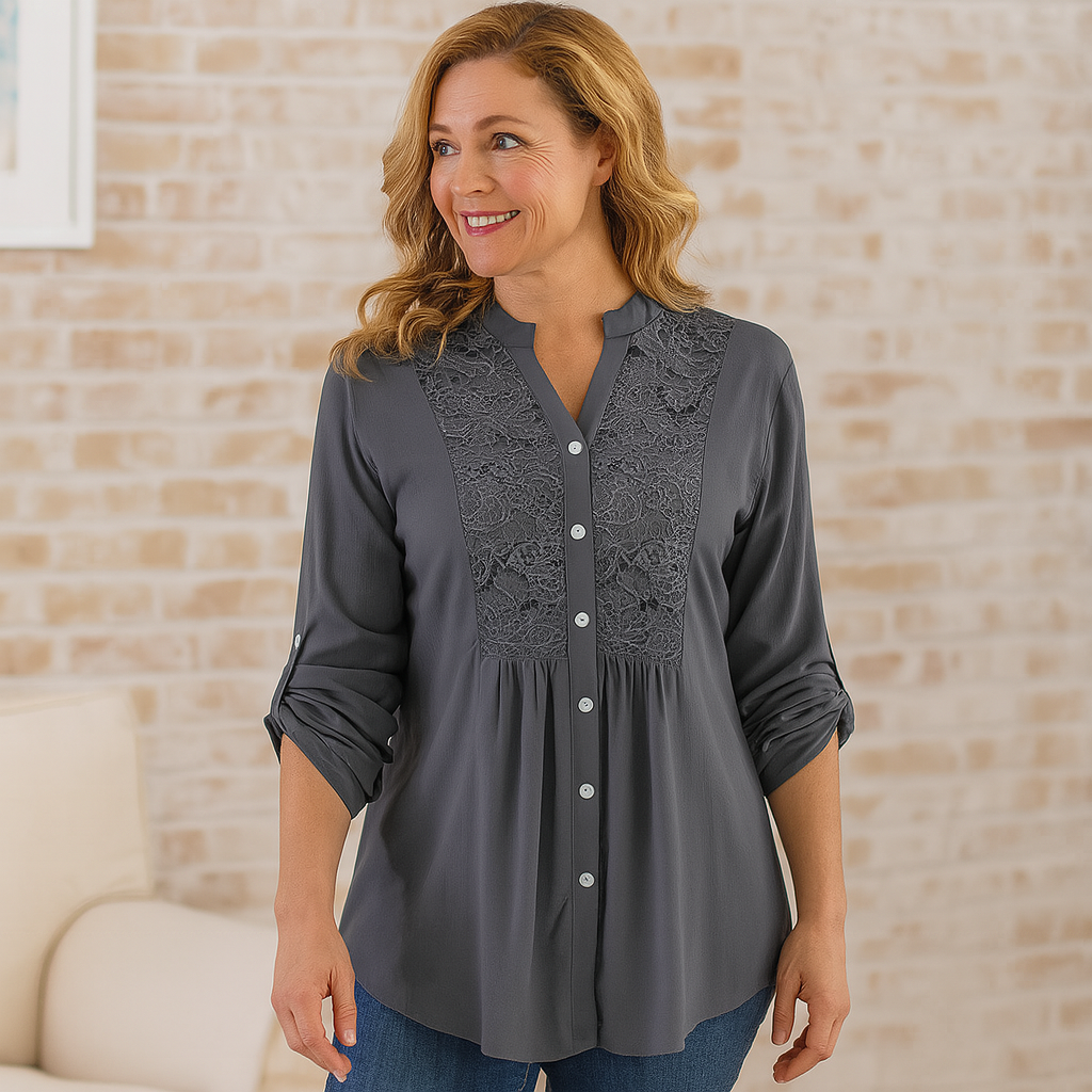 Lace Detail Long Blouse For Women Street Wave Effortless Elegance