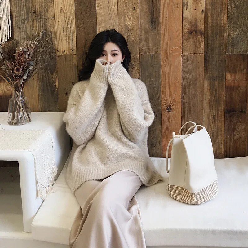 Street-Wave Cozy Oversized Knit Pullover For Women Autumn Layering Ready Comfort