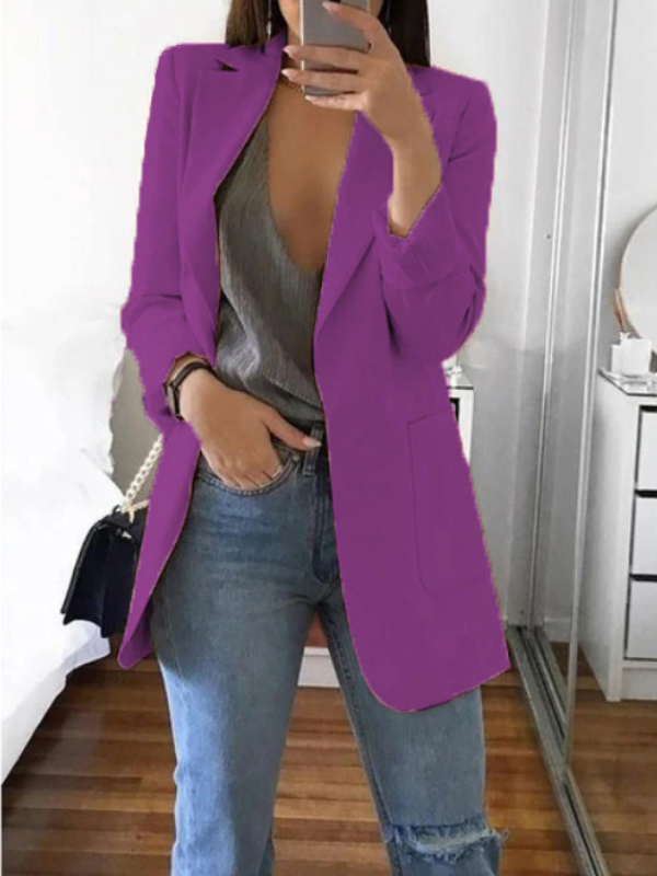 Street-wave Slim-Fit Pink Blazer For Women, Modern Chic Officewear, Tailored Comfort