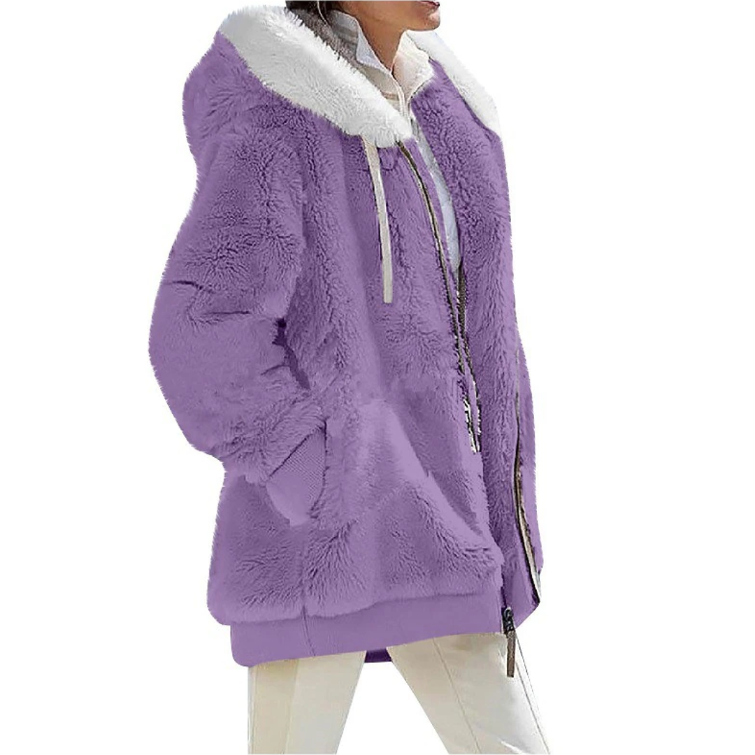 Street-Wave Cashmere Fleece Cardigan Warm Plush Comfort for Fashion Forward Women