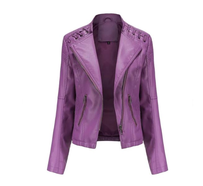 Street-wave Lambskin Leather Jacket For Fall Women Vintage Inspired Office Ready Hidden Zipper