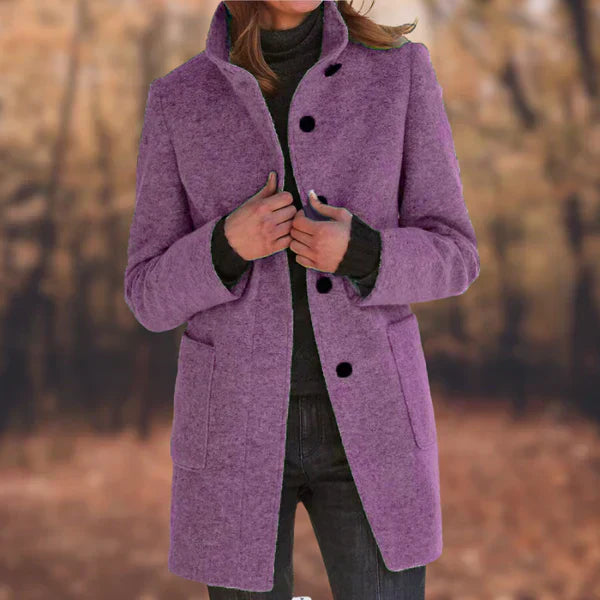 Streetwave Womens Buttoned Wool Coat Elegant Cozy Outerwear For Style Savvy Winter