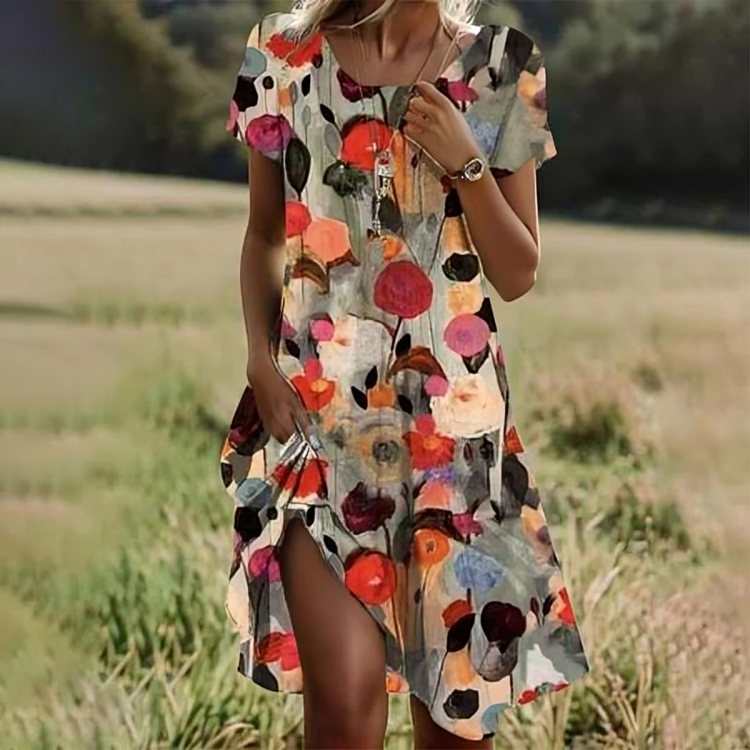 Vintage Caro Dress By Street-wave For Plus Size Women, Timeless Floral Midi With Perfect Fit