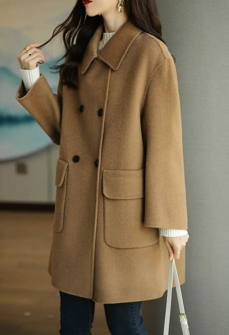 Street-Wave Women's Tailored Wool-Blend Coat Jacket For Winter Warmth And Style Today