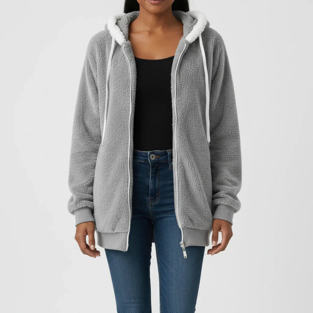 Street Wave Womens Hooded Zip Up Sweater With Sherpa Hood