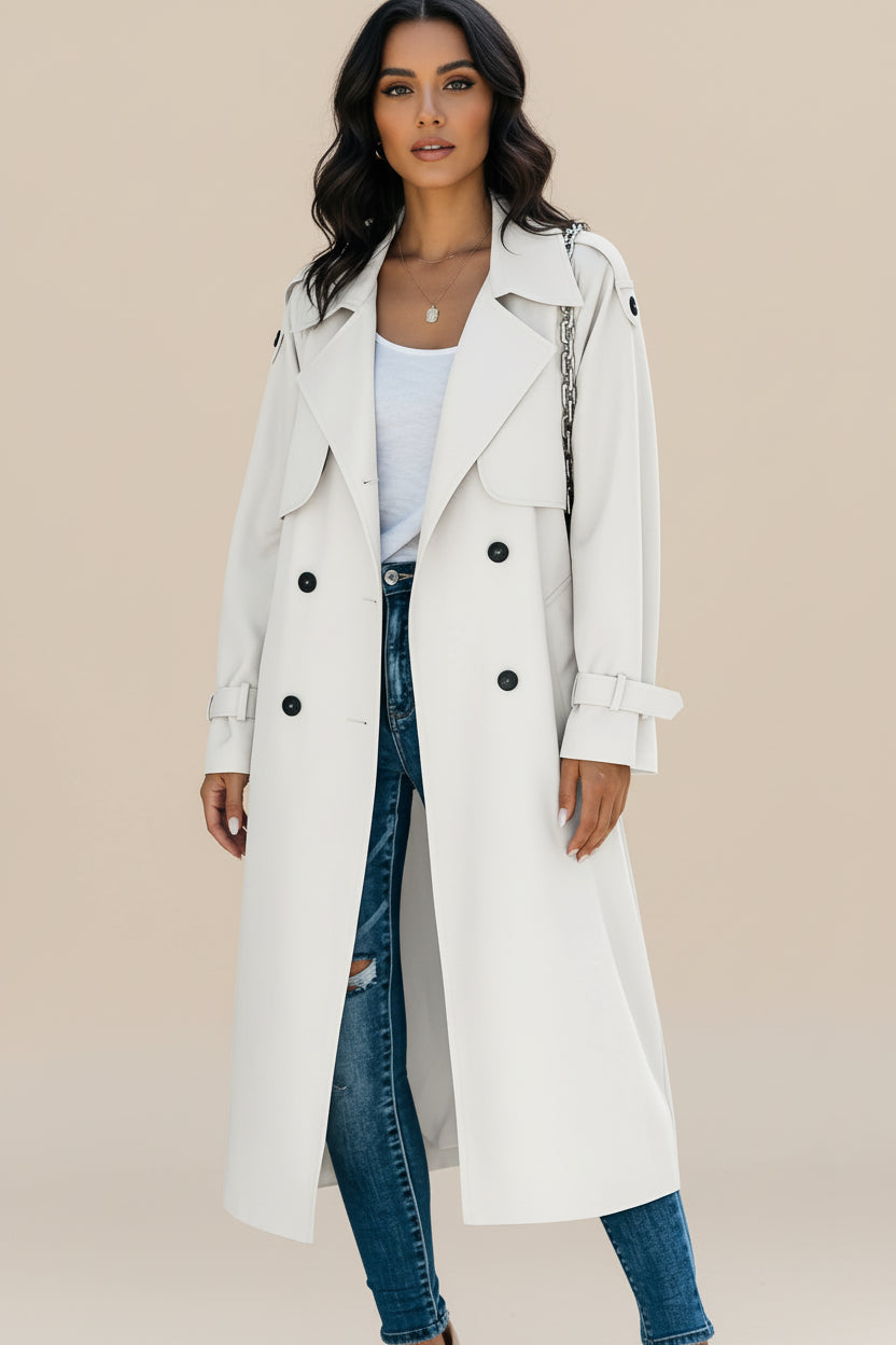 Street Wave Womens Double Breasted Trench Coat Effortless