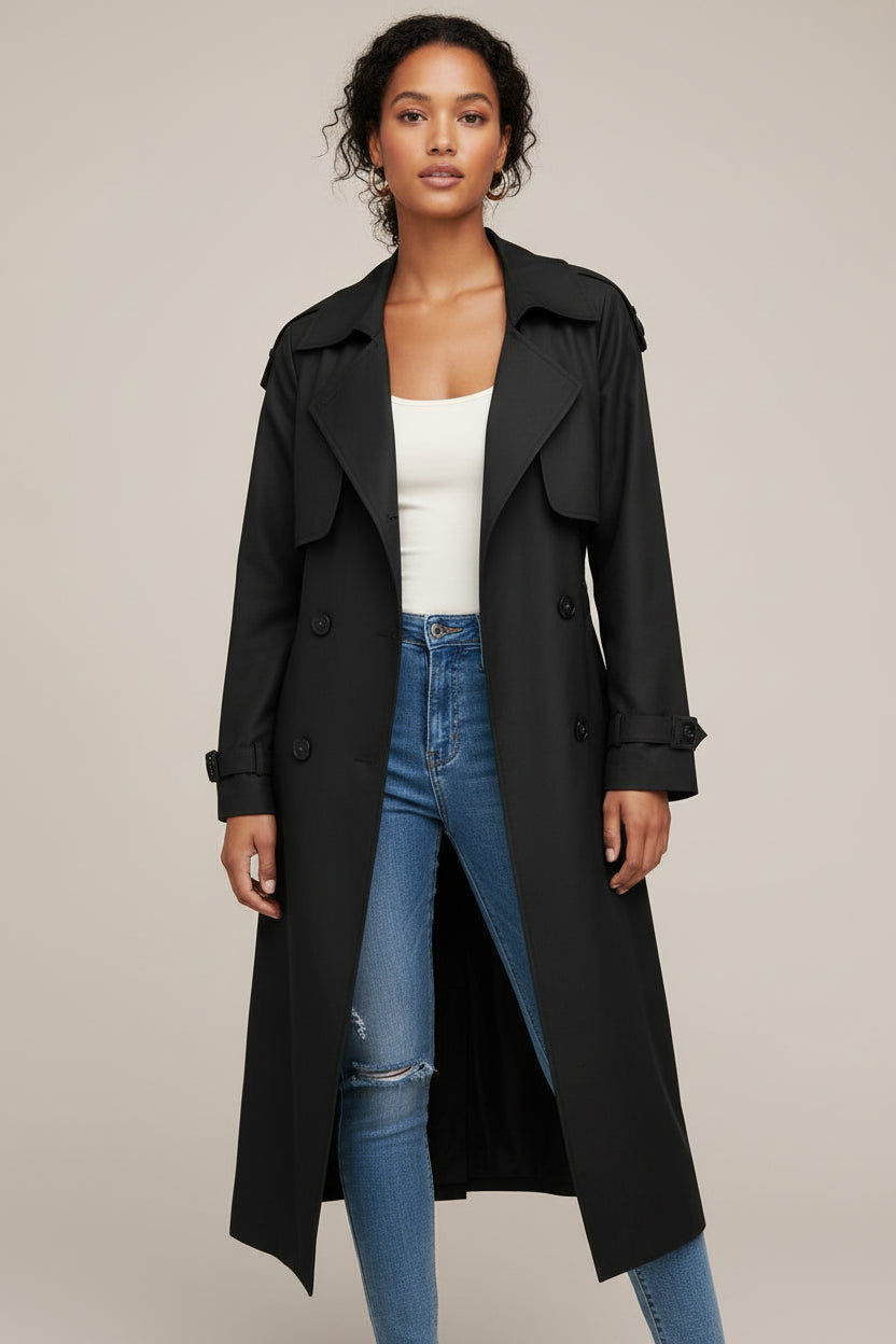 Street Wave Womens Double Breasted Trench Coat Effortless