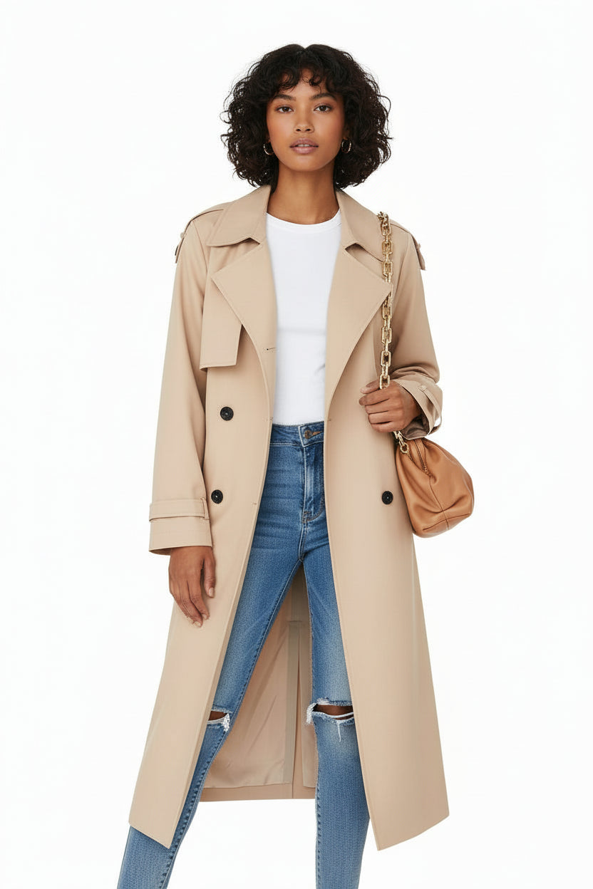 Street Wave Womens Double Breasted Trench Coat Effortless