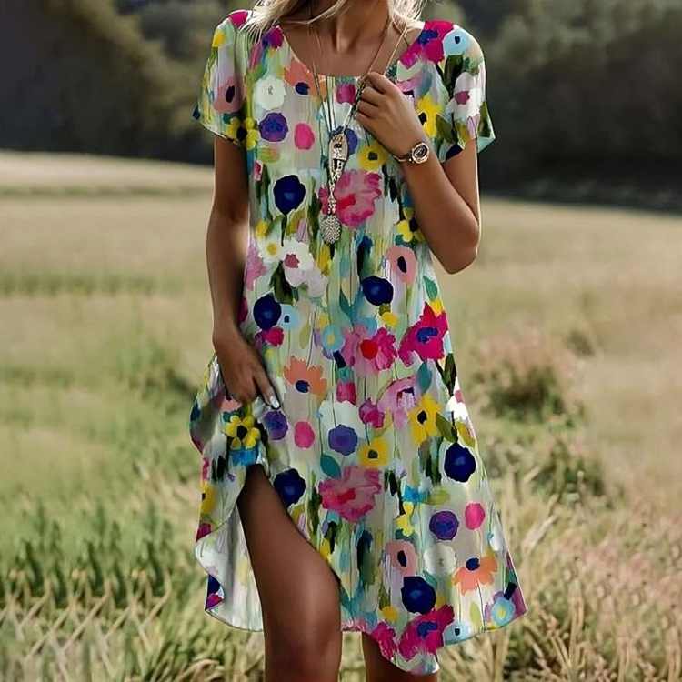 Vintage Caro Dress By Street-wave For Plus Size Women, Timeless Floral Midi With Perfect Fit