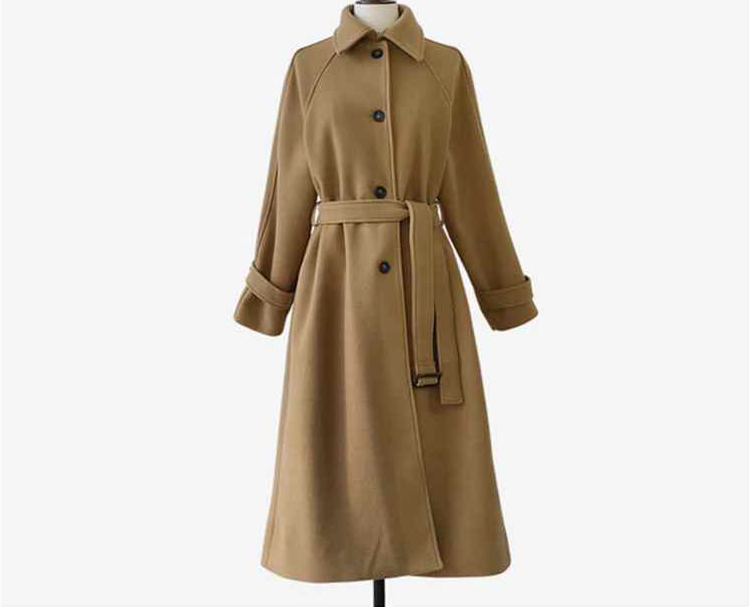 Street-Wave EleganceBlend Belted Wool Coat For Women Timeless Chic Winter Outerwear With Flattering Silhouette
