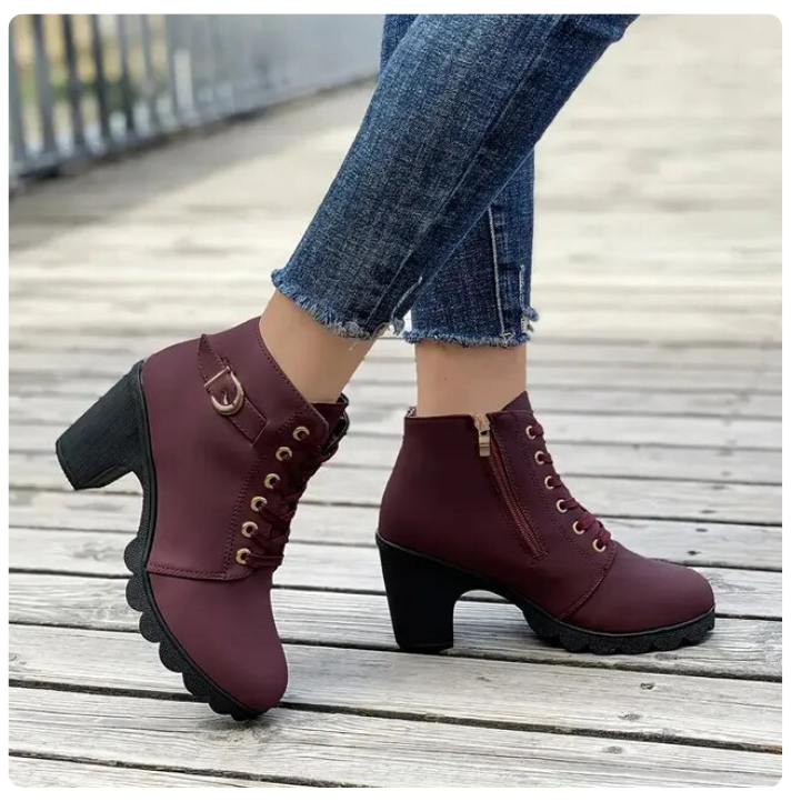 Street-Wave Women's Ankle Boots With Side Zipper For Everyday Casual Wear And All Day Comfort