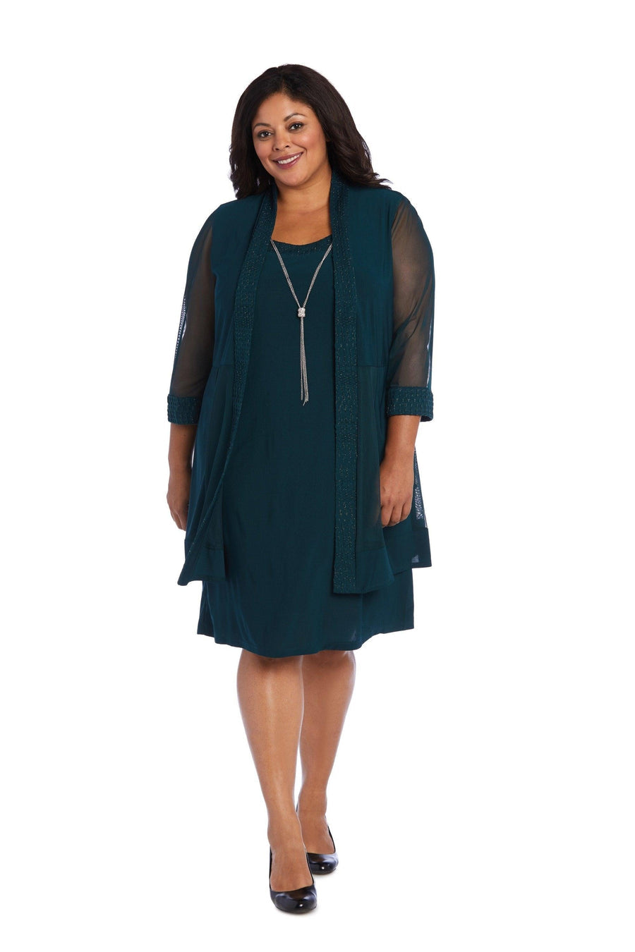 Dark Green 14W R&M Richards 5394W Short Plus Size Formal Dress Sale - Street-Wave