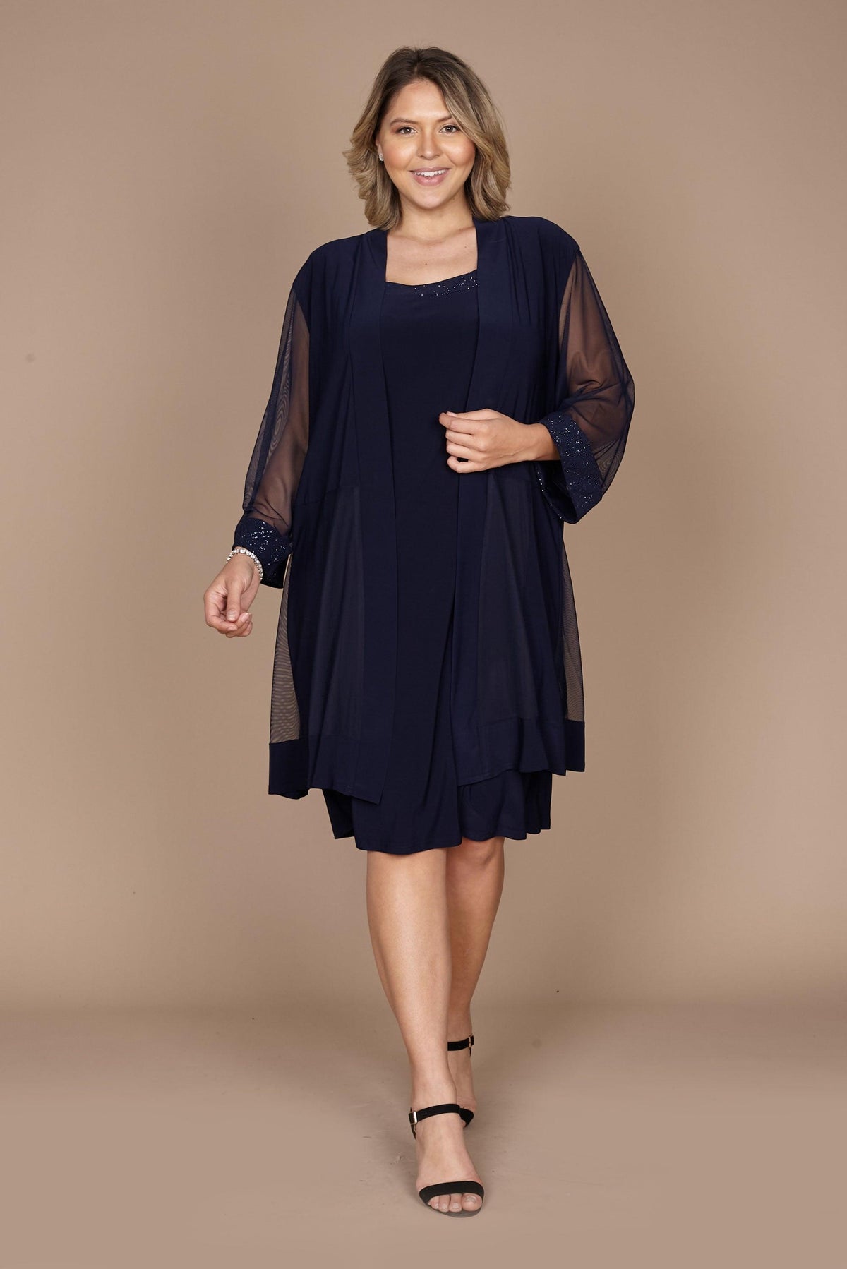 Mother Of The Bride Dress RM Richards Short Sheer Sleeves Elegant MOB