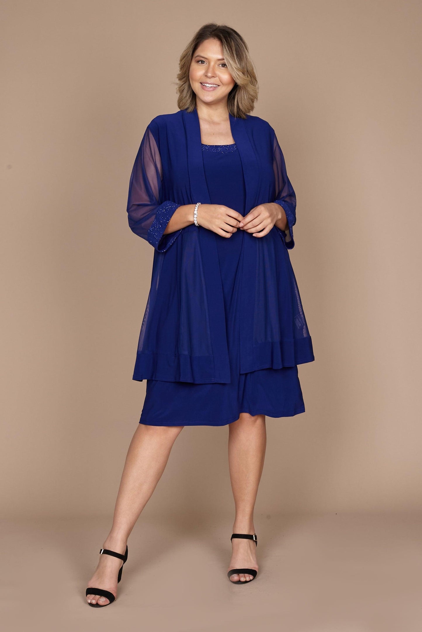 Mother Of The Bride Dress RM Richards Short Sheer Sleeves Elegant MOB