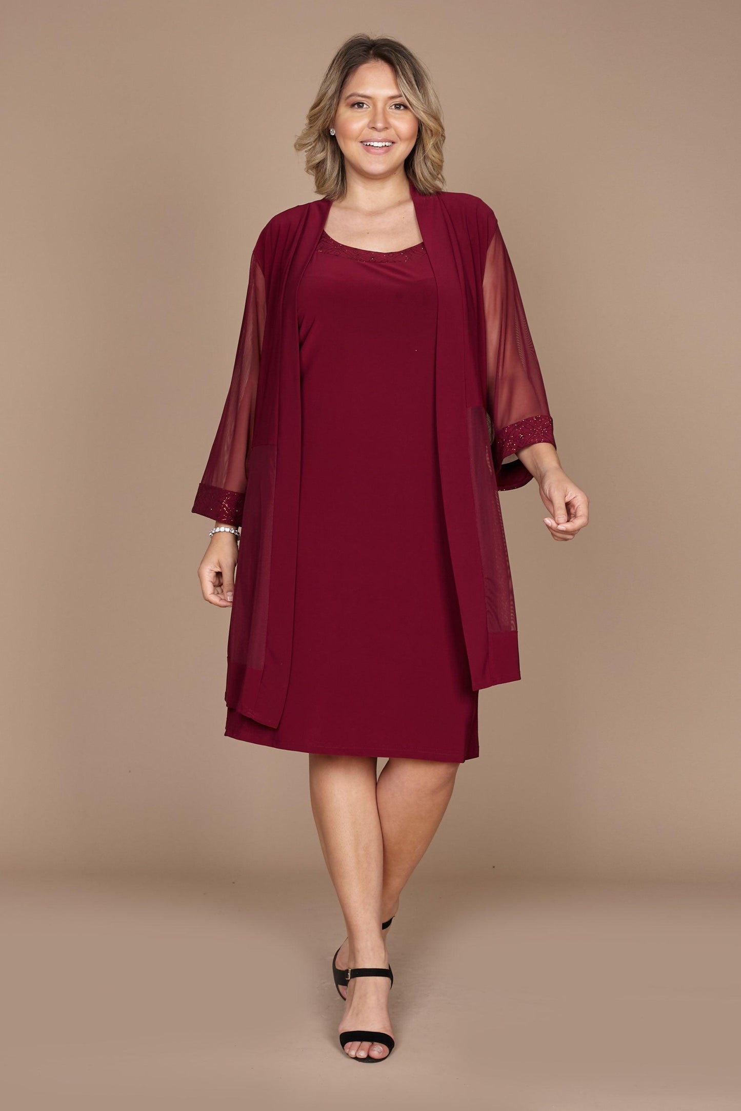 Mother Of The Bride Dress RM Richards Short Sheer Sleeves Elegant MOB
