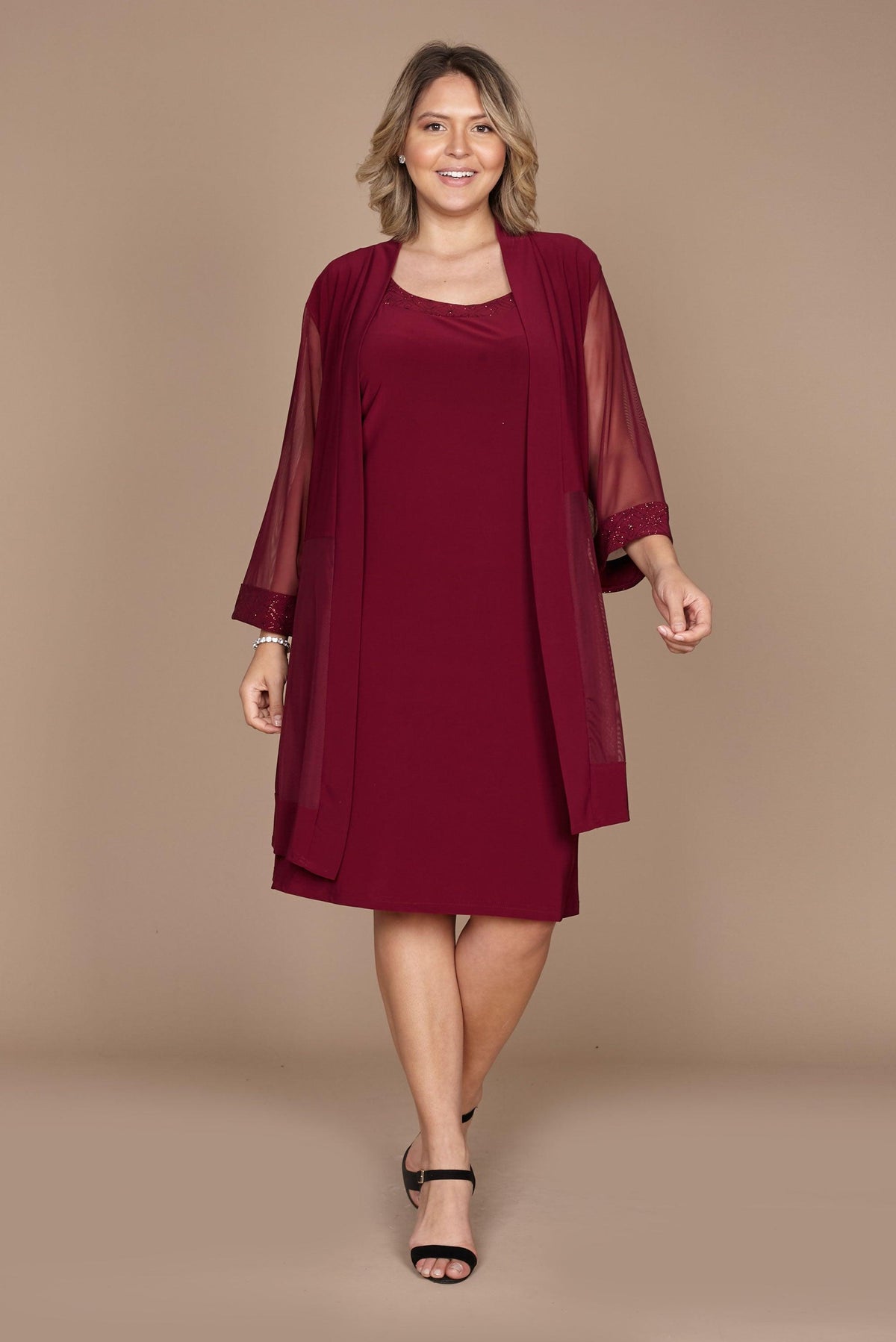 Mother Of The Bride Dress RM Richards Short Sheer Sleeves Elegant MOB
