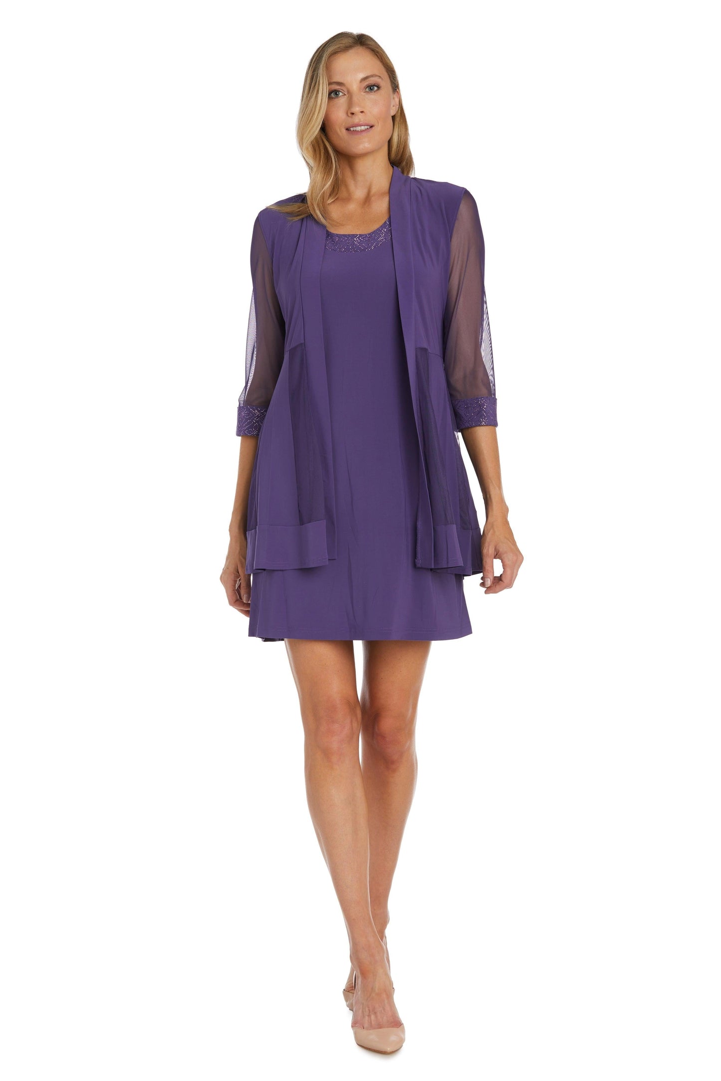 Mother Of The Bride Dress RM Richards Short Sheer Sleeves Elegant MOB
