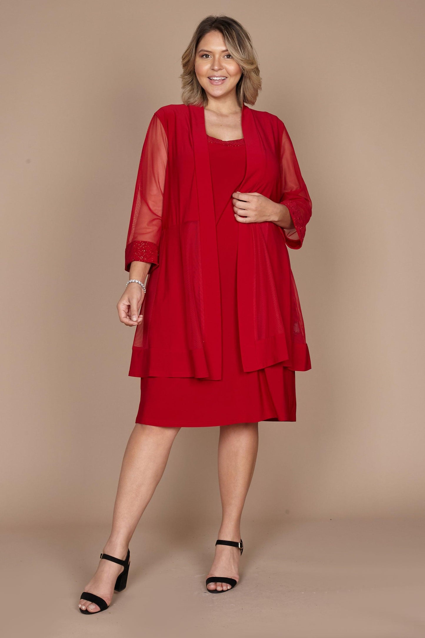Mother Of The Bride Dress RM Richards Short Sheer Sleeves Elegant MOB