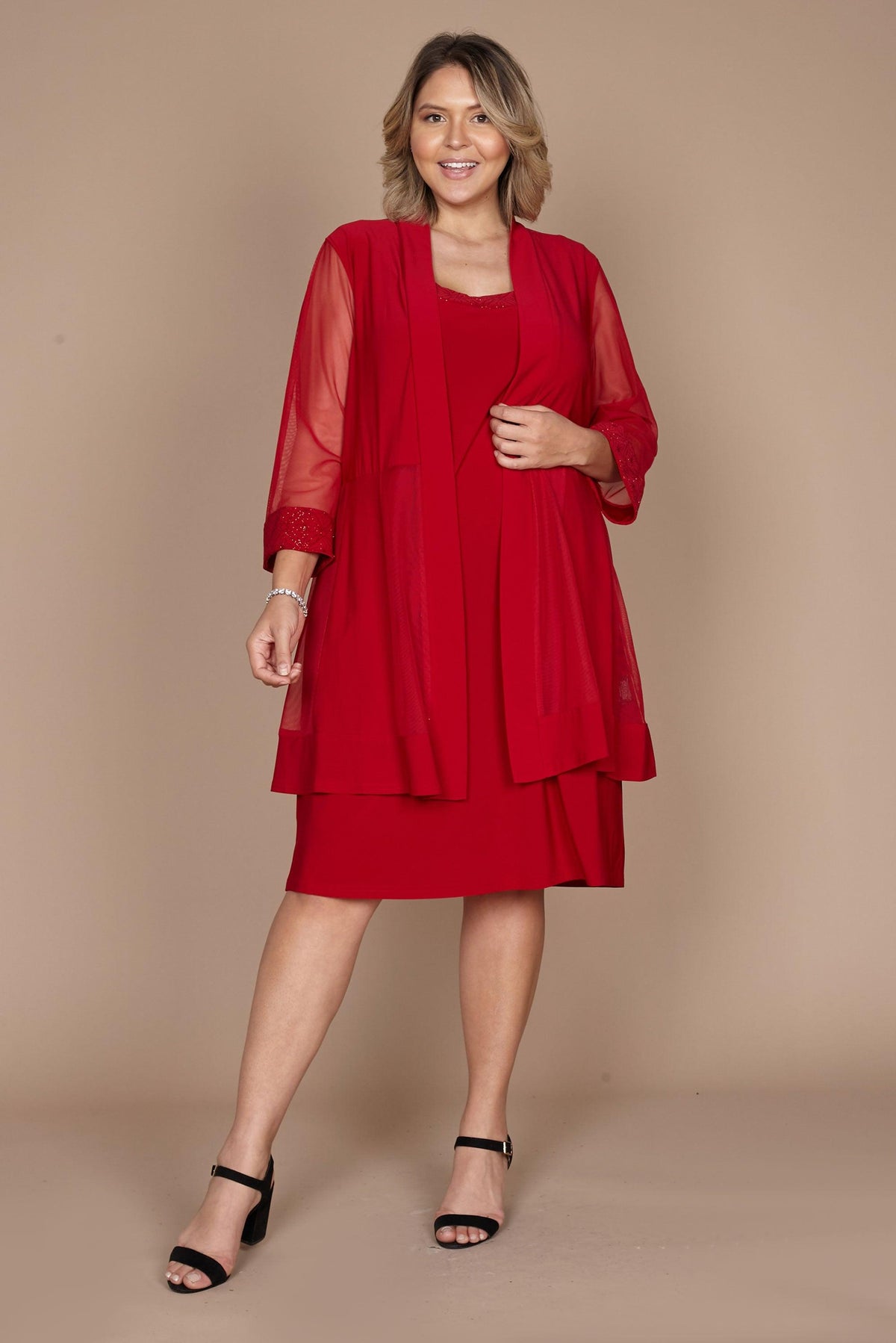 Mother Of The Bride Dress RM Richards Short Sheer Sleeves Elegant MOB