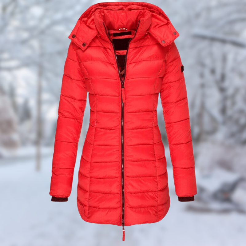 Street-Wave Women's Mid-Length Puffer Coat With Button Closure For Cold Season Warmth