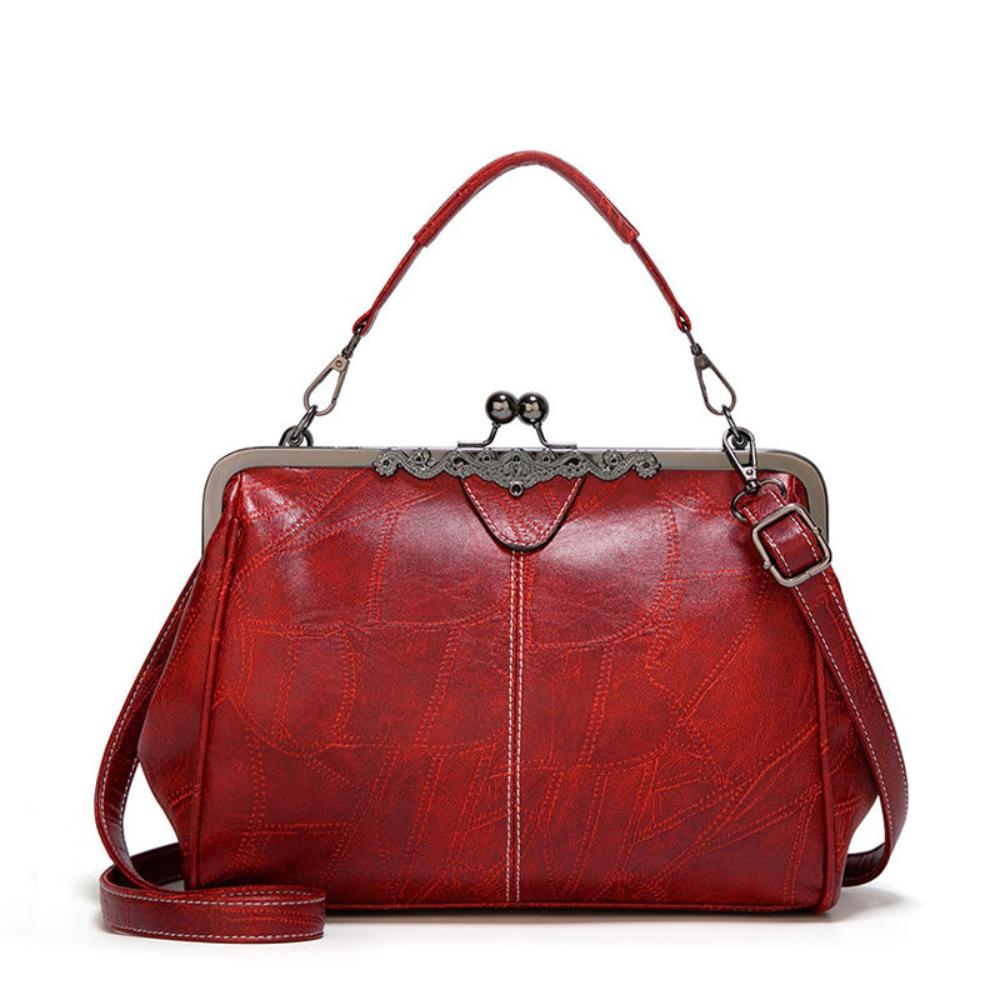 Street-Wave Clasp Handbag Durable Faux Leather Women