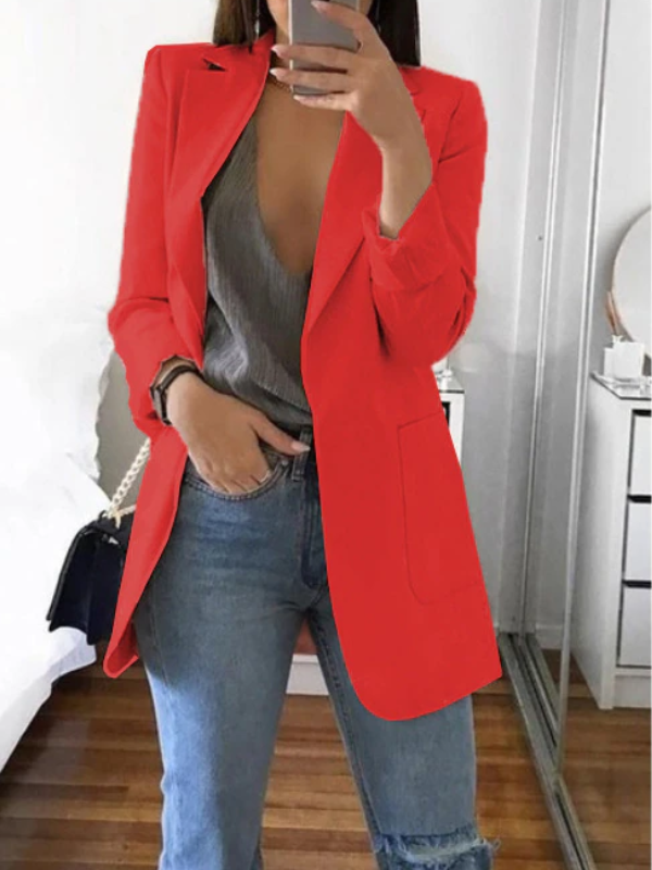 Street-wave Slim-Fit Pink Blazer For Women, Modern Chic Officewear, Tailored Comfort