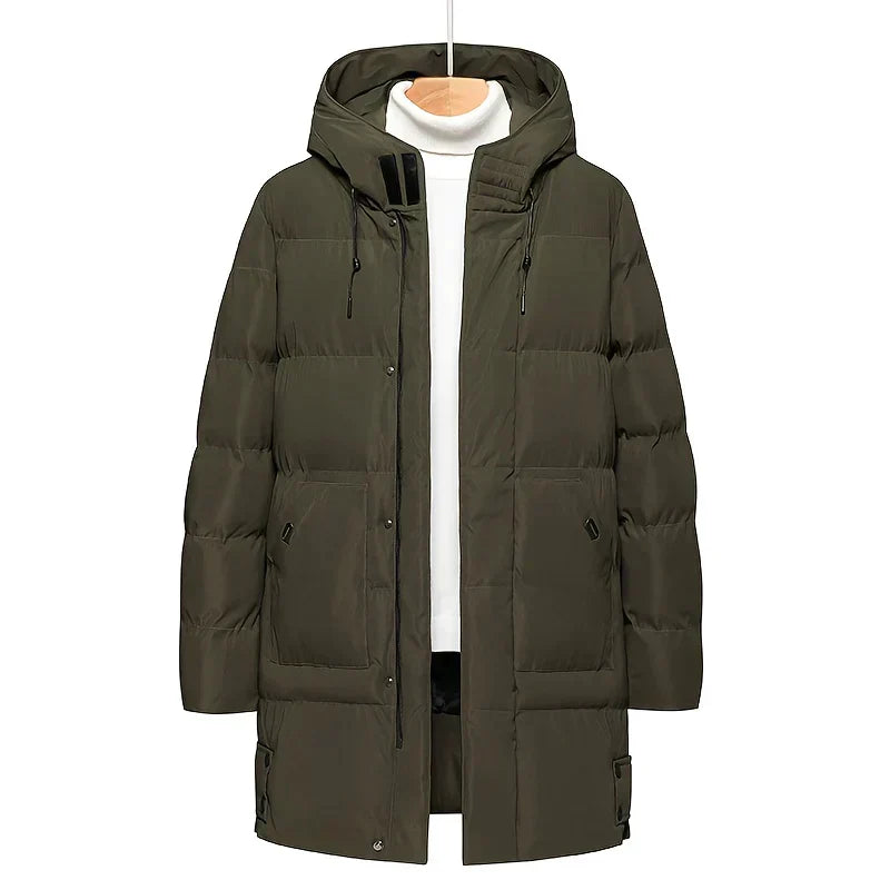 Street Wave Long Down Coat For Men Ultra Warm Insulated Puffer Jacket For Winter