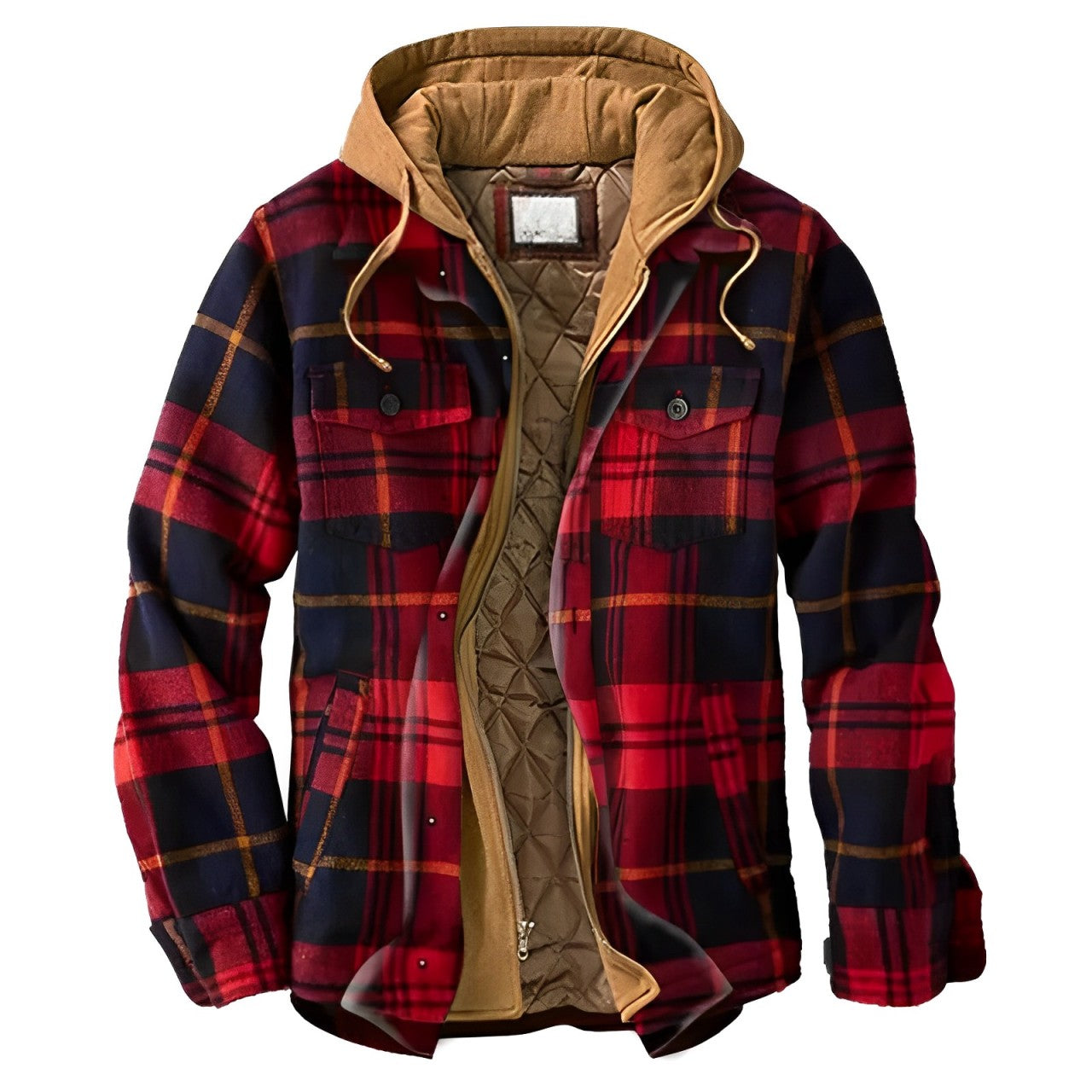 Streetwave Warm Plaid Hoodie Jacket For Men With Cozy Lining And Hood For Cold Weather Wear