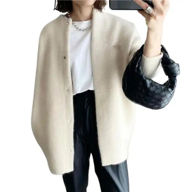 Street-Wave Retro Knit Cardigan Cozy Vintage Inspired Layering for Women Wardrobe Essential