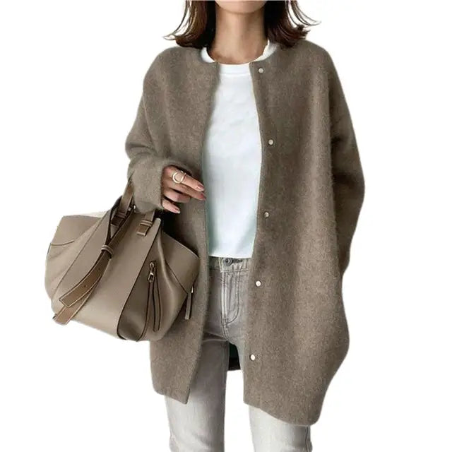Street-Wave Retro Knit Cardigan Cozy Vintage Inspired Layering for Women Wardrobe Essential