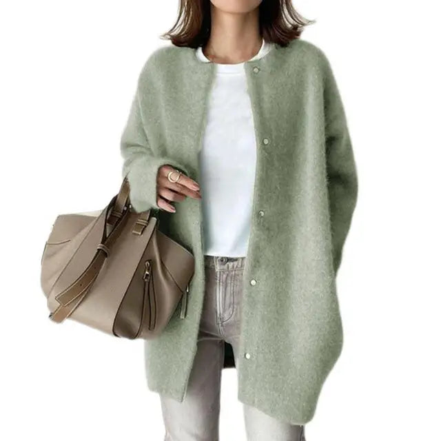 Street-Wave Retro Knit Cardigan Cozy Vintage Inspired Layering for Women Wardrobe Essential