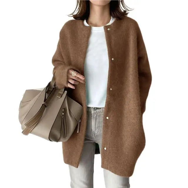 Street-Wave Retro Knit Cardigan Cozy Vintage Inspired Layering for Women Wardrobe Essential