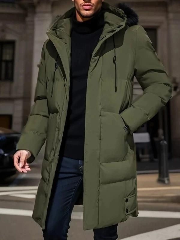 Street-wave Hooded Puffer Winter Jacket for Men Warm Polyester Insulated Elegant Urban Style