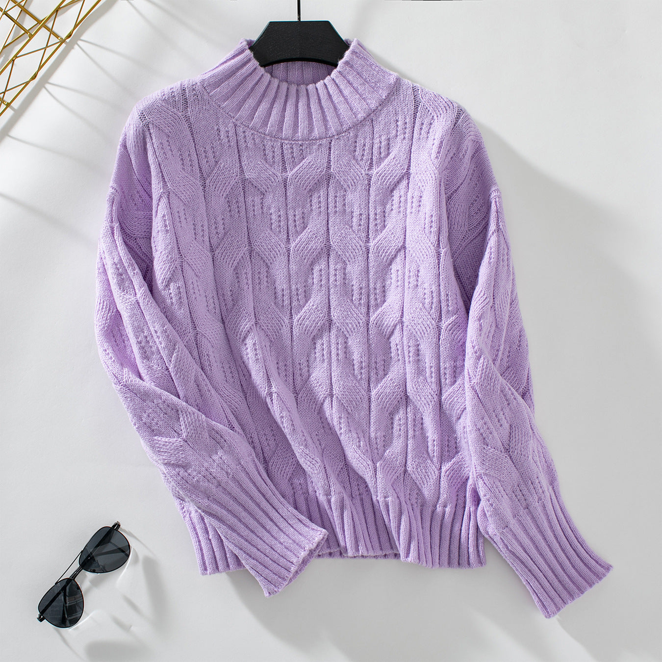 Streetwave Womens Cable Knit Sweater Cozy Warm Mock Neck Fall Winter Fashion Must Have