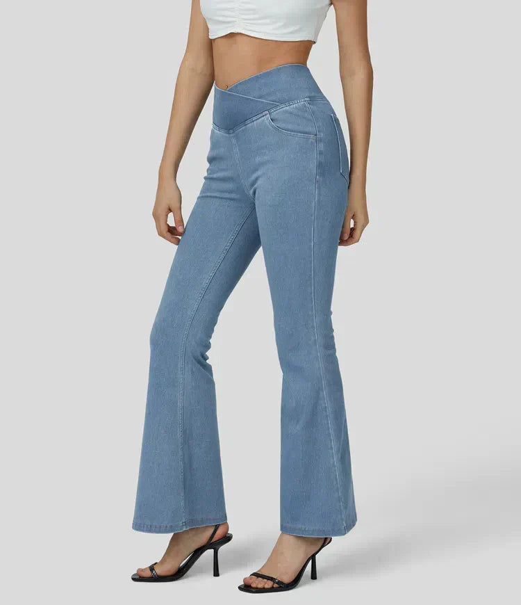 Street-wave High-Waisted Flare Jeans For Women - Stretch Denim For Flattering Silhouette And All-Day Comfort