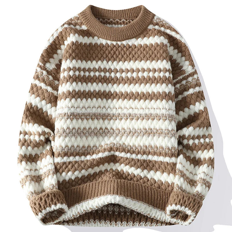 Street-wave Men's Knit Crewneck Sweater - Soft Breathable Cotton for Relaxed Fit Comfort