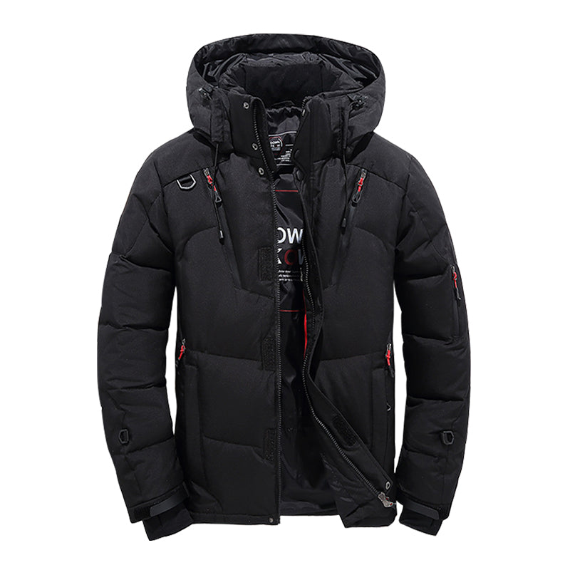 Street-Wave Mens Hooded Winter Down Jacket Windproof Puffer Coat For Outdoor Camping Travel Warm Insulated Outerwear