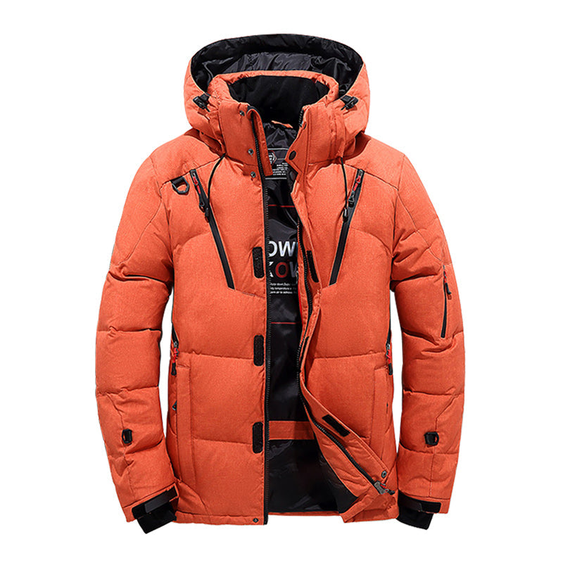 Street-Wave Mens Hooded Winter Down Jacket Windproof Puffer Coat For Outdoor Camping Travel Warm Insulated Outerwear