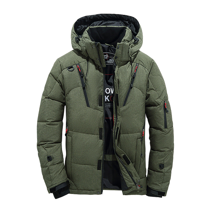 Street-Wave Mens Hooded Winter Down Jacket Windproof Puffer Coat For Outdoor Camping Travel Warm Insulated Outerwear