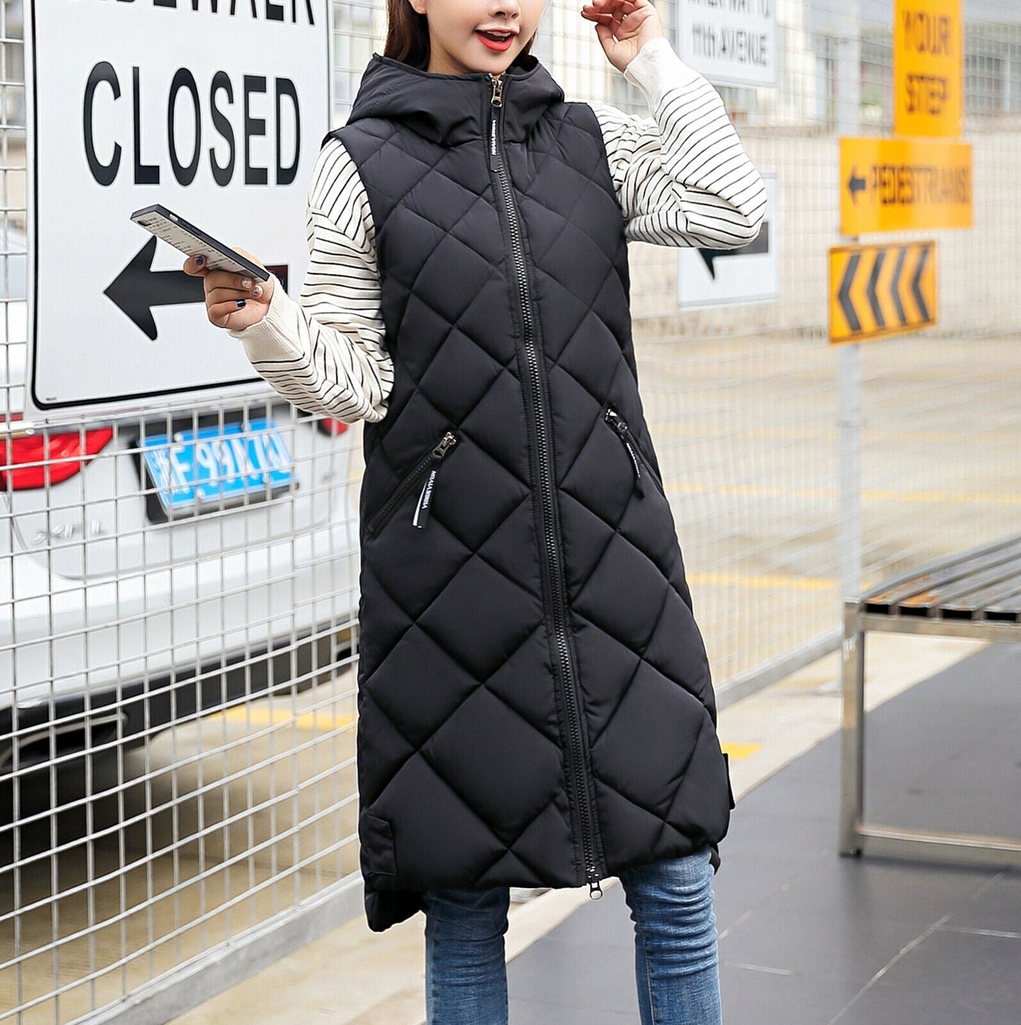 Street Wave Quilted Puffer Vest For Women Long Elegant Bodywarmer Warmth And Style