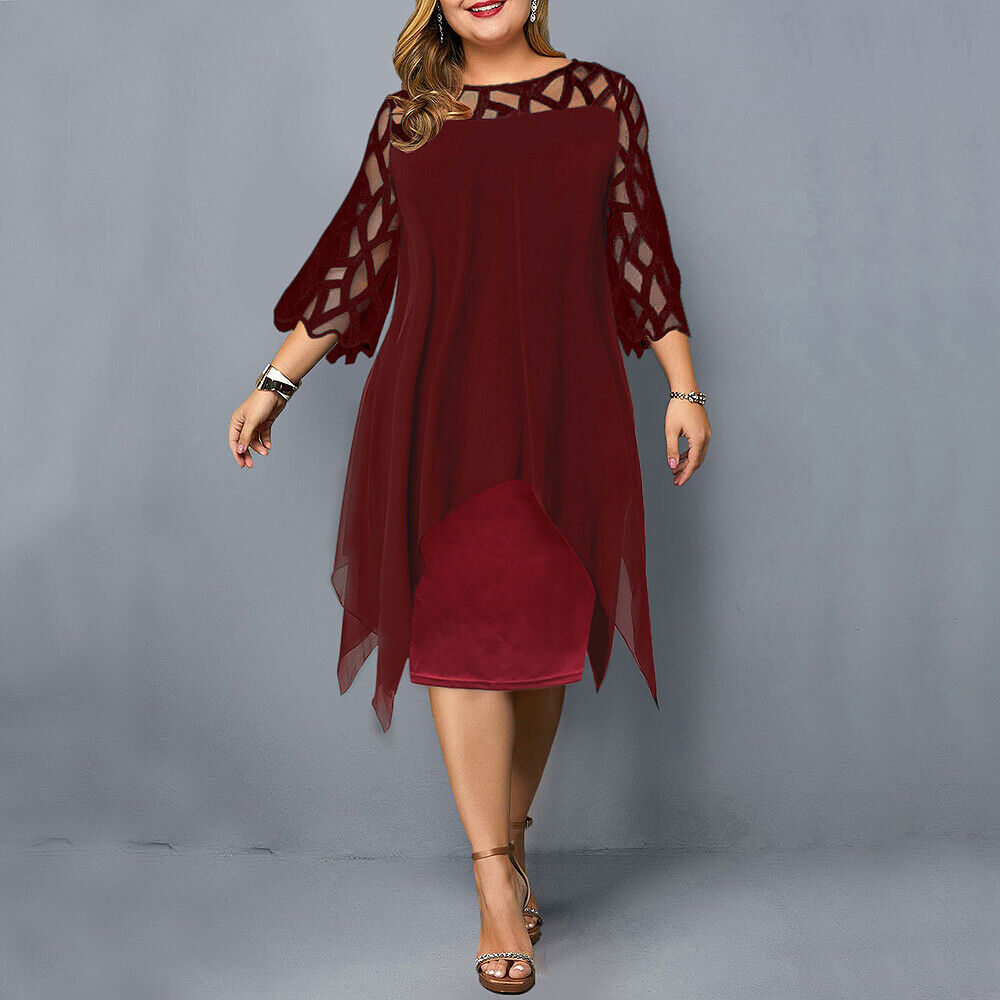 Plus Size Midi Dress StreetWave Elegant Flattering Fit For Women