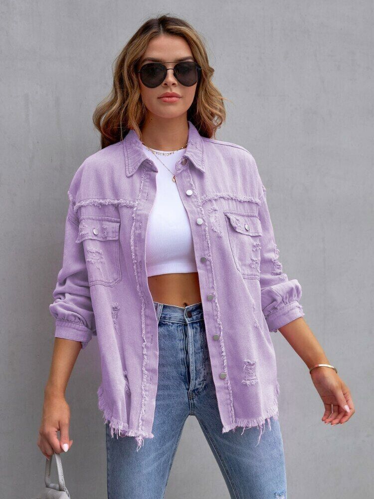 Street Wave Pink Denim Jacket For Women Stylish Comfort
