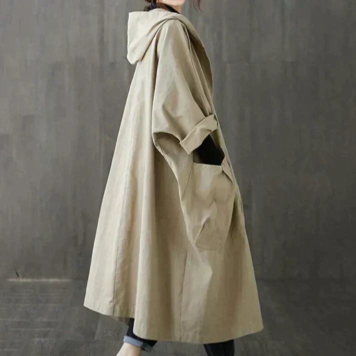 Street-Wave Long Trench Coat For Women With Pockets, Relaxed Fit, Timeless Style
