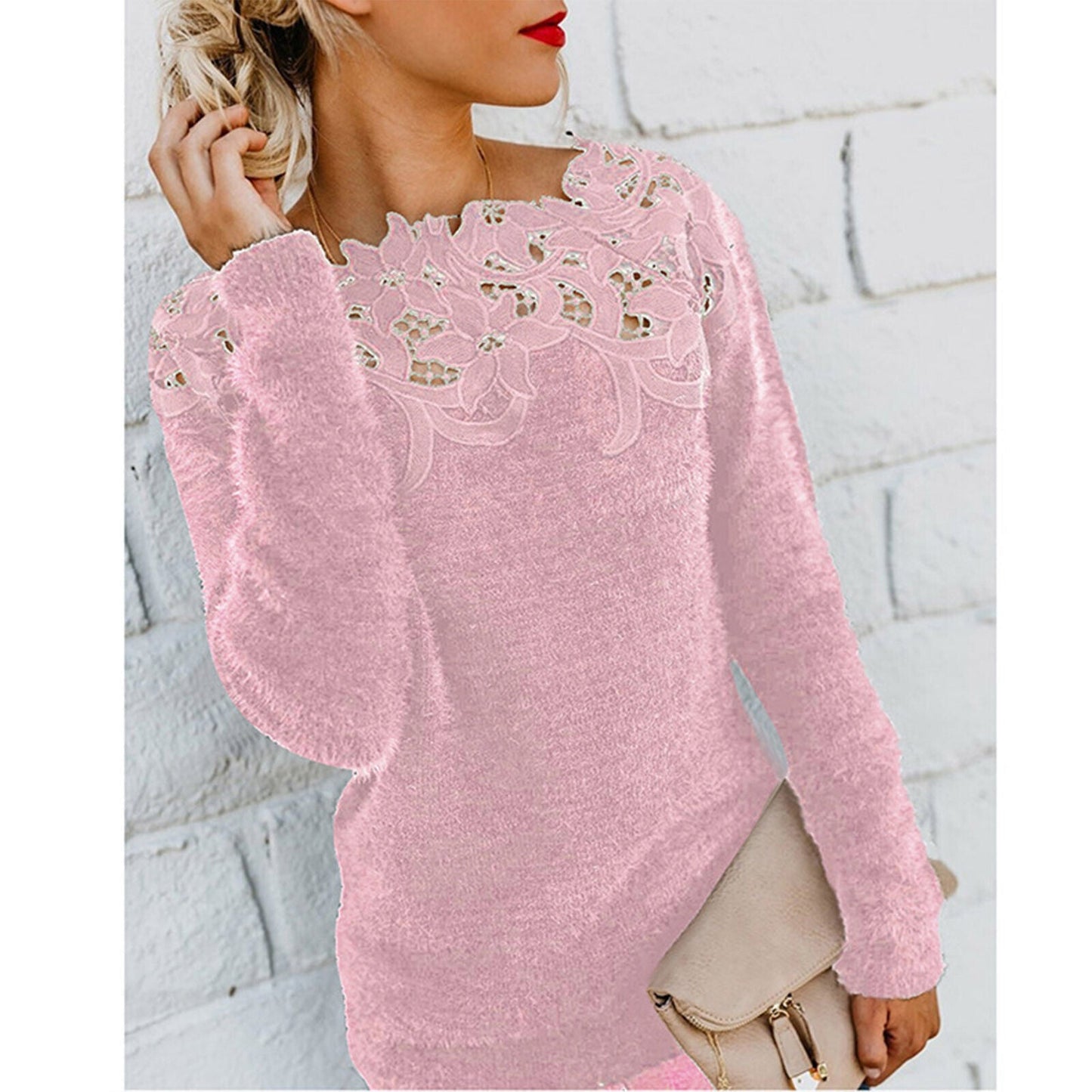 Street-Wave Floral Lace Pullover Effie For Women Cozy Warm Premium Knit With Easy Care