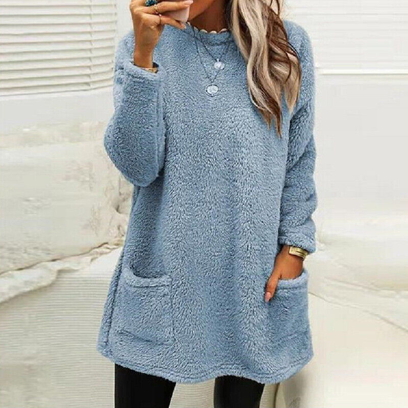 Street Wave Cozy Oversized Fuzzy Knit Sweater For Women Warm And Soft Pullover For Fall Winter