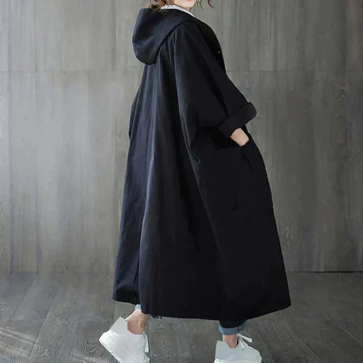 Street-Wave Long Trench Coat For Women With Pockets, Relaxed Fit, Timeless Style