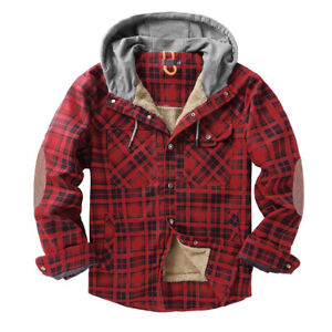 Street-Wave Men's Plaid Jacket Warm Fleece-Lined with Cozy Comfort and Handy Pockets