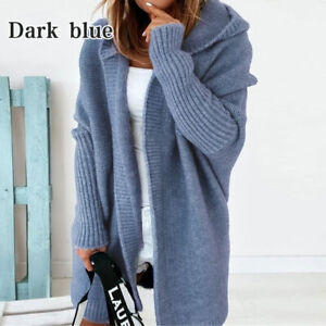 Street Wave Women Hooded Pullover Cardigan Cozy Warm Knitwear for Autumn Winter Comfort