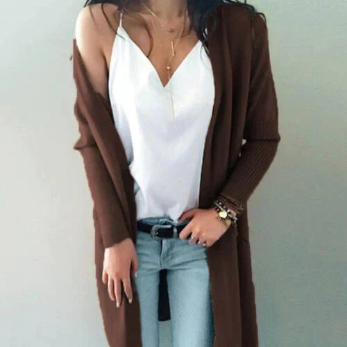 Street-Wave Soft Long Cardigan For Women, Elegant Comfort, Flexible Layering, Chic Everyday Wear