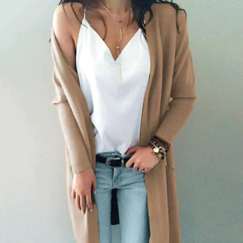 Street-Wave Soft Long Cardigan For Women, Elegant Comfort, Flexible Layering, Chic Everyday Wear